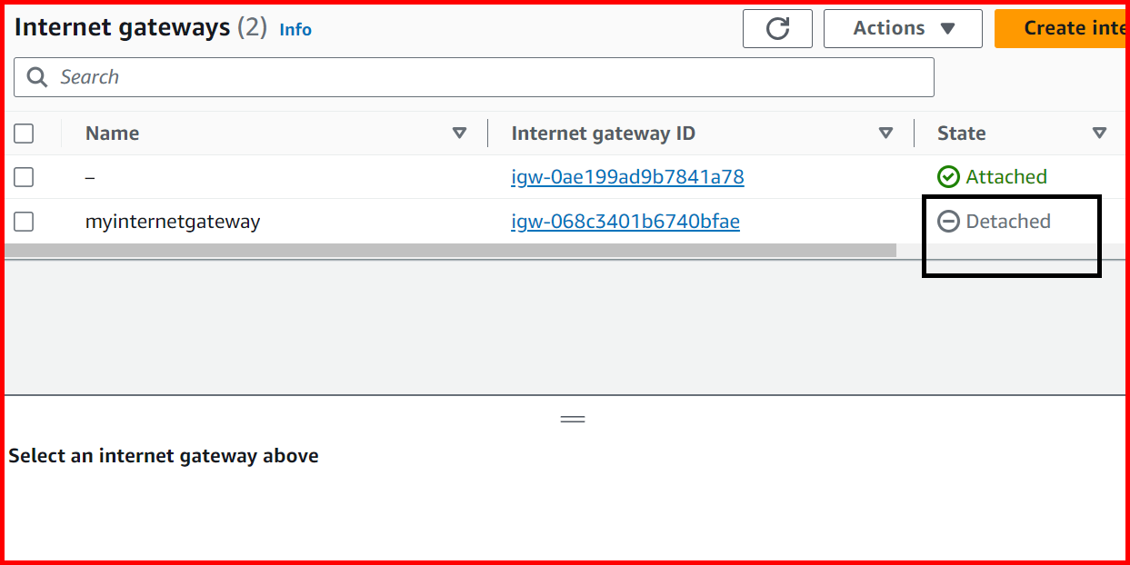 Picture showing the internet gateway in the detached state